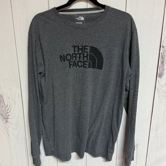The North Face Men’s Long Sleeve Logo Shirt Gray Size M Classic Fit EUC - Picture 1 of 7